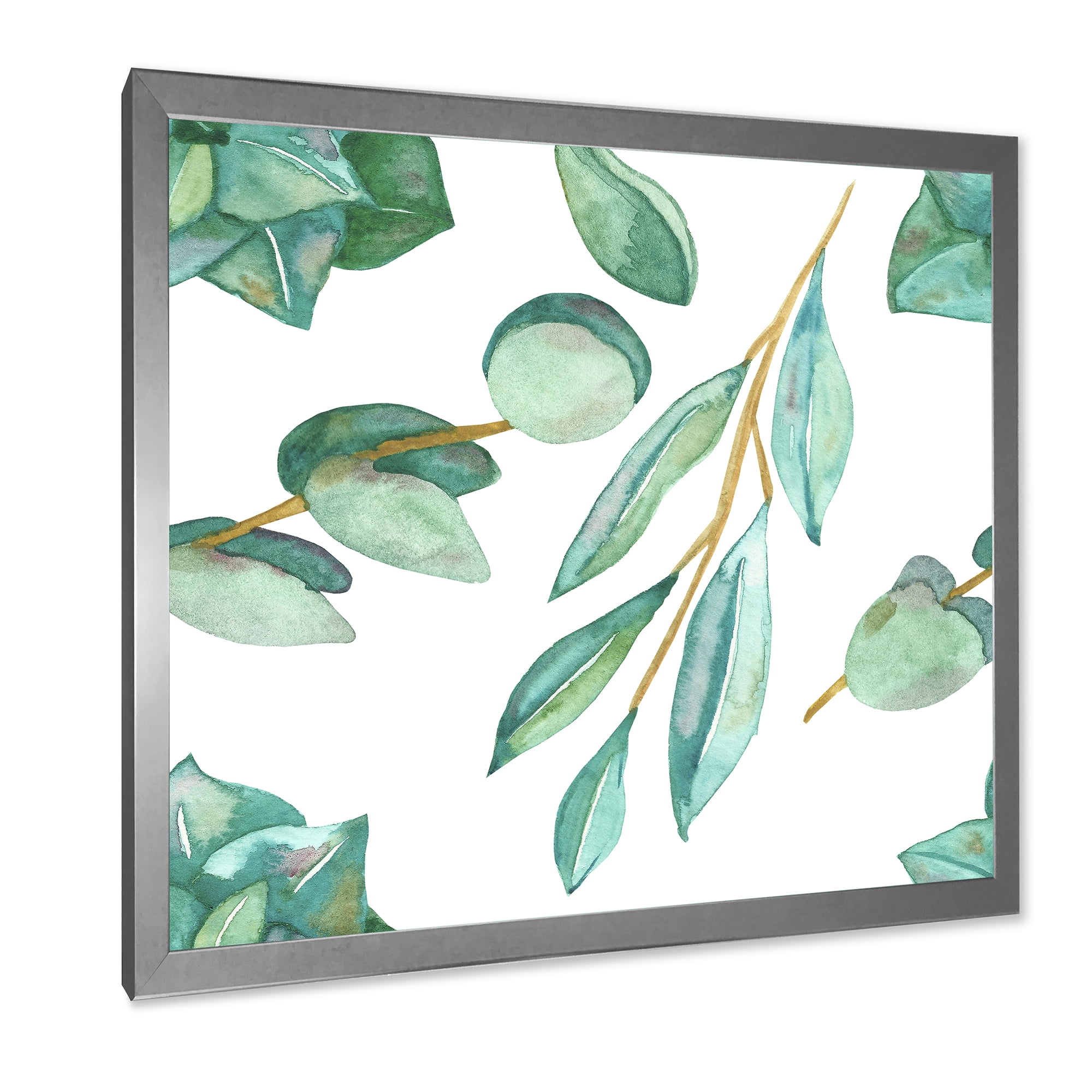 Designart 'Young Eucalyptus Branches and Leaves III' Traditional Framed Art Print