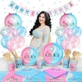 thumbnail image 3 of Gender Reveal Decorations, Gender Reveal Tableware Set with Plates Napkins Cups, Gender Reveal Party Supplies with Balloons Banner Tablecloth Reveal Confetti Balloon, 3 of 8