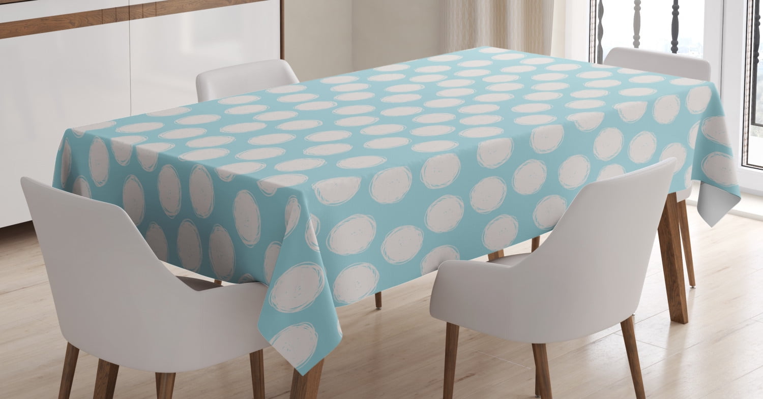 Kids Tablecloth, Doodle Style Spots on a Pale Blue Background Artistic