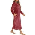 thumbnail image 4 of Wancir Long Hooded Zipper Bathrobe for Womens Flannel Fleece Robes Winter Warm Housecoat Nightgown Sleepwear Pajamas, 4 of 6