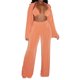 thumbnail image 1 of VISgogo Conjunto de Ropa de 3 Piezas para Mujer, Blusa de Color Sólido de Manga Larga con Cuello de Solapa + Sujetador + Pantalones de Pierna Ancha VISgogo moda, 1 of 7