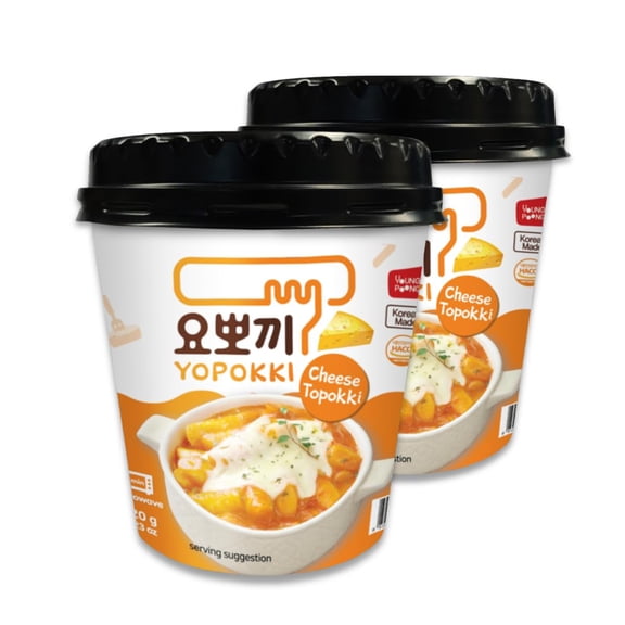 Yopokki Instant Cheese Tteokbokki Rice, Korean Street Food Quick & Easy to Prepare (Pack of 2)