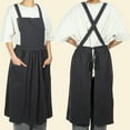 thumbnail image 2 of Unique Bargains Cotton Linen Apron Cross Back Apron Cooking Apron Dress Aprons for Women Man for Kitchen BBQ Gray, 2 of 7