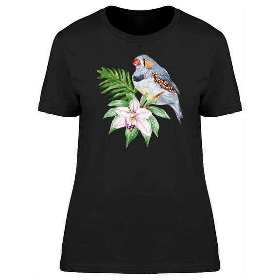 Zebra Finch On Jungle Leaves Tee Women's -Image by Shutterstock