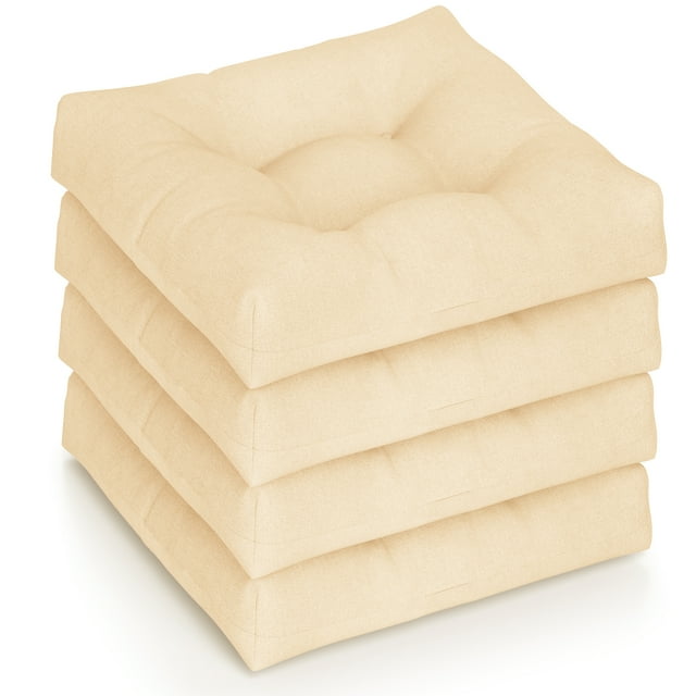 Gymax Set of 4 21'' x 21'' Chair Seat Cushion Pads Patio Beige