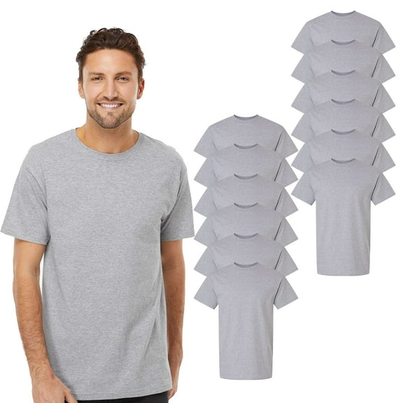 Gildan Ultra Cotton Sports Grey T-Shirt for Men, Short Sleeve Crewneck Classic Tee, 12 Pack, S