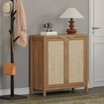 thumbnail image 2 of Surmoby 34.3" Rattan Sideboard Buffet Cabinet Set of 2, Boho Sideboard Storage Cabinet with Doors Farmhouse Kitchen Buffet Credenza, Liquor Cabinet Accent Cabinet,Natural Oak, 2 of 7