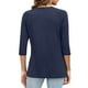 thumbnail image 5 of Tops de otoño para mujer,Blusa informal de cuello redondo y manga 3/4 para mujer, color liso, mezcla de poliéster suave, ideal para uso diario y en casa, sopatenor, 5 of 6