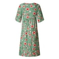thumbnail image 7 of Dyegold Sundresses for Women Casual Beach - Women's Maxi Dresses V Neck Short Sleeve Boho Plus Size Floral Print A-Line Swing Long Casual Graduation ​​Sun Dress, 7 of 7