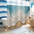 thumbnail image 5 of No Hook Shower Curtain, Turquoise Coastal Waves Shower Curtains for Bathroom with See Through Top Window, Abstract Summer Ocean Sand Modern Waterproof & Washable Bath Curtain Long 72"x78", 5 of 8