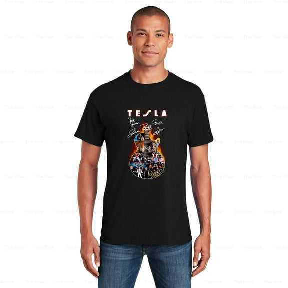 WéarCLOTHING Tesla Band Album Cover Photo T-Shirt Guitar, Signed, Music, Rock, Hair Metal , for Unisex, up to size 5XL