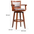 thumbnail image 5 of Hugo 34 Inch Swivel Barstool, Wood, Open Rolled Arms, Bonded Leather, Brown, 5 of 5