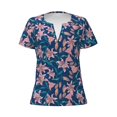 thumbnail image 3 of Naloa Lilies Flowers Print T-Shirts Short Sleeve V Neck Tees for Women Fashion Tops Trendy Lightweight Soft Casual Summer Outfits Clothes, 3 of 5