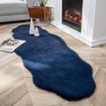 thumbnail image 1 of Soft Fluffy Faux Rabbit Fur Area Rugs, Indoor Decor Mat, 2 x 6 Feet, Navy Blue, 1 Pack, 1 of 5