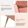 thumbnail image 6 of Upholstered Velvet Armchair Lounge Accent Chair Button Tufted Foam Metal Legs Living Room Bedroom Pink, 6 of 7