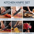 thumbnail image 4 of Knife Set with Block, Kitchen Knife Set with Block, 15 Pcs High Carbon Stainless Steel Block Knife Set,Kitchen Knife Set,Chef Knife,Steak Knives, Black (15Pcs Set), 4 of 7
