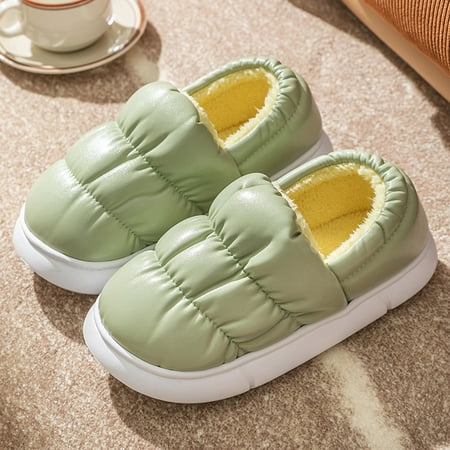

Couples Women Slip-On Furry Plush Flat Home Winter Open Toe Keep Warm Slippers Shoes