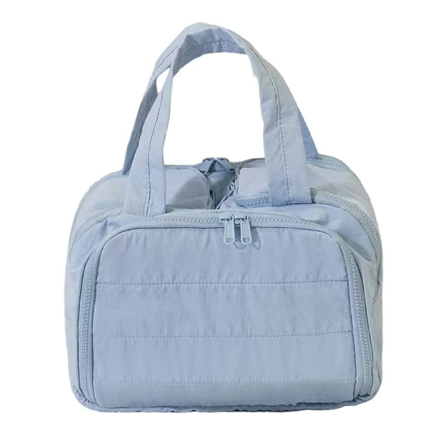 Naiovety Bolsa de maquillaje de gran capacidad y bien organizada que evita confusiones con 4 compartimentos. Almacenamiento y organización del hogar azul