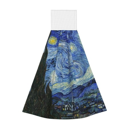 

Gaeub The Starry Night Print Hand Towels with Hook Hanging Tie Towels Coral Velvet Dishtowels for Bathroom Restroom Home Decor