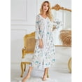 thumbnail image 6 of Nightgowns for Women Deep V Neck Comfy Sleepwear Loungewear,Floral Print House Dresses Long Sleeve Sleep Dress Nightshirt Sleepwear,Full-Length Asymmetric Plus Size Pajama Dress,S-2XL White Floral, 6 of 7