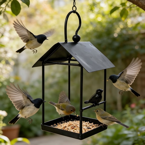 ACDANC Platform Bird Feeder, All-Bird Type Open Tray Bird Seed Feeder for Outdoor, Multi-Food Compatible Hanging Bird Feeder, Easy Fill Clean Weather-Resistant Garden Balcony Bird Feeding Station