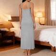 thumbnail image 5 of YgkuHd Plus Size Nightgowns Womens Solid Color Lace V Neck No Sleeved Loose Casual Mid Calf Nightgown House Dresses, 5 of 6
