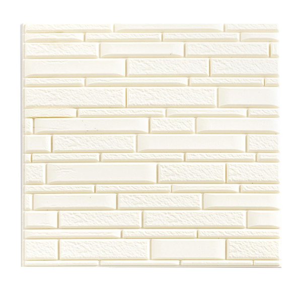 Elodie 3D Wall Panels Wallpaper Peel and Stick Panels Textured Foam Bricks Wall Papers White