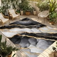 thumbnail image 2 of Outdoor Rug 5x8 ft Black and Gold Marble Texture Waterproof Outdoor Patio Rug Mat Non Slip Outside Area Rugs Carpet for RV,Camping,Porch,Deck,Pool,Balconybackyard,Abstract Lines, 2 of 9