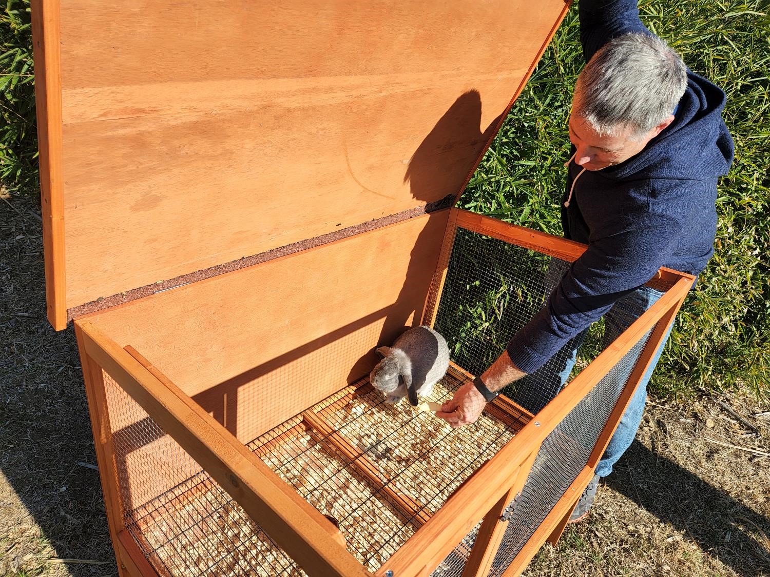 Zylina Raised Wood Rabbit Hutch for Rabbits, Bunnies and Guinea Pigs