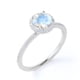 thumbnail image 4 of JeenMata Anillo de Bodas de 1 Quilate con Halo de Corazón de Moissanita y Piedra Lunar Arcoíris Facetada Redonda en Oro Blanco de 18 K sobre Plata, 4 of 6