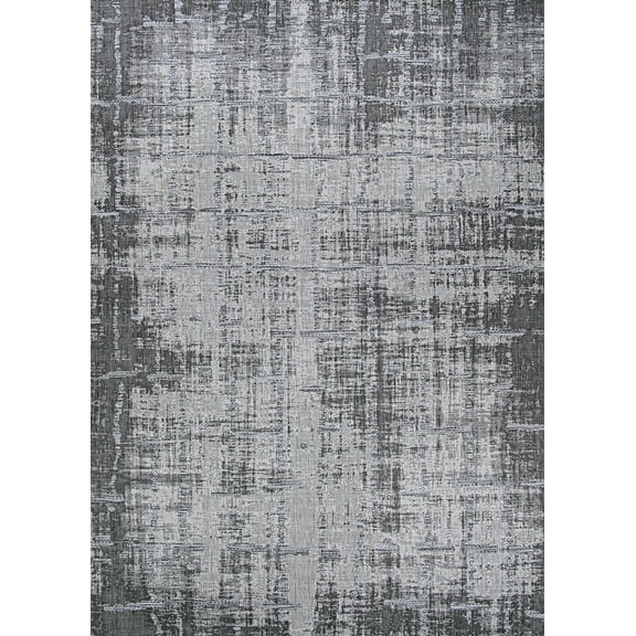 Couristan 5.25' x 7.5' Gray and White Contemporary Rectangular Outdoor Area Throw Rug