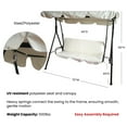 thumbnail image 4 of Northlight 3-Seater Outdoor Patio Swing with Adjustable Canopy - Cream, 4 of 4