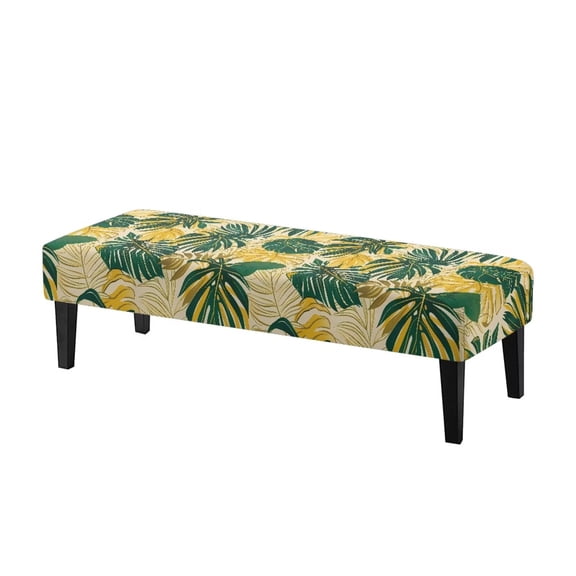 Jiueut Tropical Palm Leaf Print Dining Bench Cover, Stain Resistant Stool Seat Protector Cover Non Slip Rectangle Bench Cushion Home Decor Accessoriess for Dining Room Living Room Kitchen