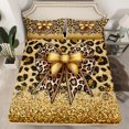 thumbnail image 2 of Manfei Cheetah Pattern Twin Sheet Sets,Leopard Print Bowtie Twin Fitted Sheet,Gold Brown Black Flat Sheet For Girls Kids,Luxury Bedroom Decor,3pcs, 2 of 7