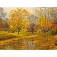 thumbnail image 2 of Adamov, Alexey 32x25 Black Ornate Wood Framed with Double Matting Museum Art Print Titled - River in Golden Autumn II, 2 of 4