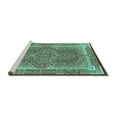 thumbnail image 2 of Ahgly Company Machine Washable Indoor Square Medallion Turquoise Blue Traditional Area Rugs, 4' Square, 2 of 4