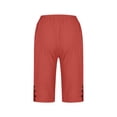 thumbnail image 7 of KDDYLITQ Womens Capri Pants Elastic High Waisted Buttons Lounge Sweat Pants Straight Leg Cotton Linen 2026 Joggers Beach Summer Office Trousers with Pockets Watermelon Red S, 7 of 7