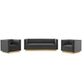 thumbnail image 1 of Tufted Armchair and Sofa Set, Velvet, Grey Gray, Modern Contemporary Urban Design, Living Lounge Room Hotel Lobby Hospitality, 1 of 6