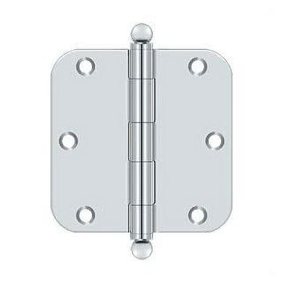Deltana S35R526-BT 3-1/2" x 3-1/2" x 5/8" Radius Hinge, w/ Ball Tips in Polished Chrome