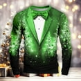 thumbnail image 2 of Mens Christmas Shirts Button Up Lapel Collar Long Sleeve Fitted Holiday Tops Party Outfits Funny Fake Suit Blazers (2XL, Green), 2 of 4