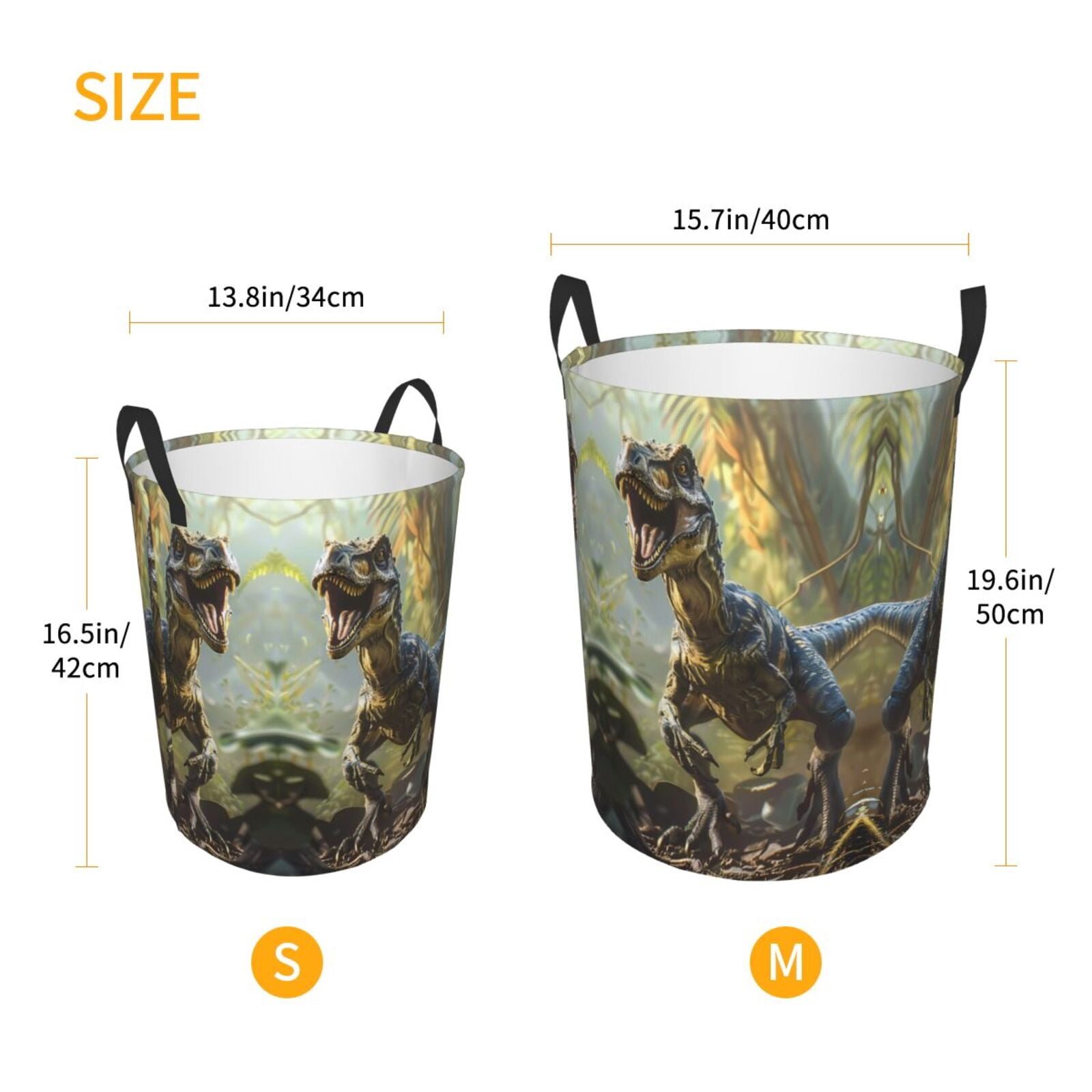 Large Laundry Basket with Handles - Ferocious Dinosaur Kids Baby Dirty Clothes Laundry Hamper for Bedroom Aesthetic