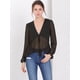 thumbnail image 3 of INSPIRE CHIC Top de gasa transparente con mangas largas y cuello en V profundo para mujer Negro M, 3 of 6