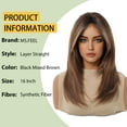 thumbnail image 2 of Black Mixed Brown Wigs For Women Medium Length Layered Straight Wig Middle Part Glueless Synthetic Wigs for Daily Party Use 16 Inch, 2 of 6