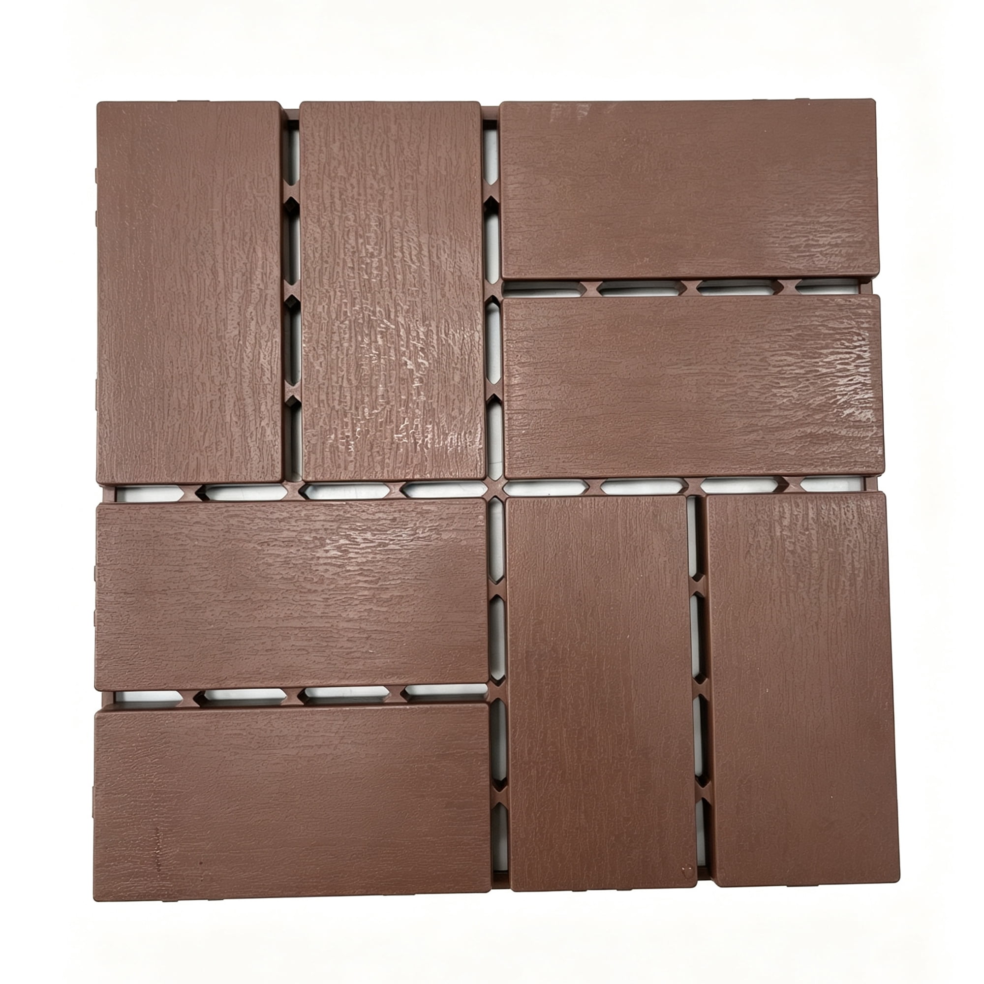 Plastic Interlocking Deck Tiles, 44 Pack 12"x12" Waterproof Non-Slip Outdoor Patio Flooring, Drainable Snap Together Decking Tiles for Poolside, Porch, Garden, Backyard & Shed Floor, Brown
