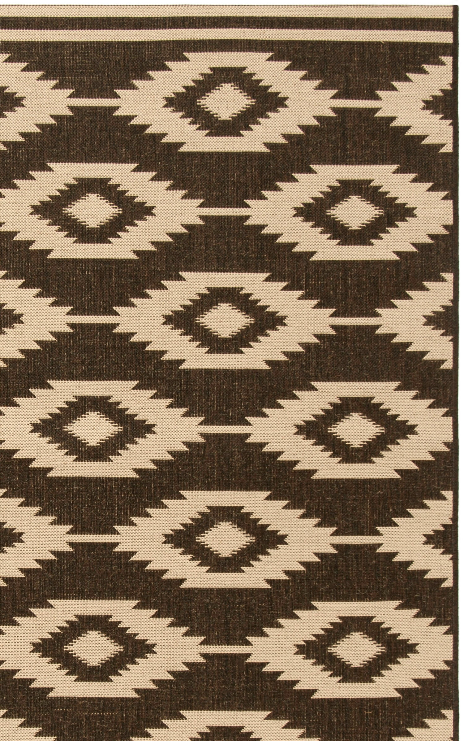 SAFAVIEH Beach House Vasiliki Geometric Indoor/Outdoor Area Rug, Creme/Brown, 4' x 6'