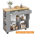 thumbnail image 7 of Kitchen Island on Wheels with Storage, Wheeled Island & Cart with 3-Tier Spice Rack, 3 Open Shelves and 1 Drawer, Gray, 7 of 7