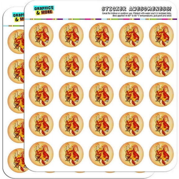 Chinese Dragon Flying Fantasy Red 50 1" Planner Calendar Scrapbooking Crafting Stickers