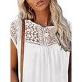 thumbnail image 3 of DYMADE Women Basic Raglan Sleeve Lace Summer Round Neck T-Shirt, 3 of 4
