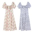 thumbnail image 4 of Robe Maxi pour Femmes Robe Bohème Robe Cottagecore Robe Printemps Été Robe Portefeuille Florale Décontractée Vintage Robe à Encolure Carrée, 4 of 5
