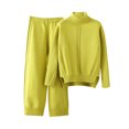 thumbnail image 2 of Lilgiuy Womens Leisure Knit Sets Two Piece Turtleneck Long Sleeve Pullover Sweater Tops Soft Comfort Pants Tracksuit Gift for Your Girlfriend Wife Mom, 2 of 5